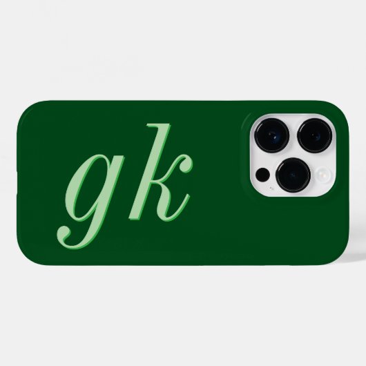 Moderne Elegante Groene Monogram Eerste Letters Case-Mate iPhone Case (Achterkant (horizontaal))
