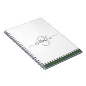 Moderne Elegante Groene Monogram Initialen Notitieboek (Rechterzijde)