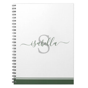 Moderne Elegante Groene Monogram Initialen Notitieboek