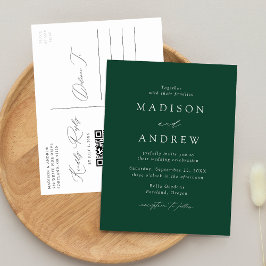 Moderne Elegante Groene QR Code Huwelijk Uitnodiging Briefkaart
