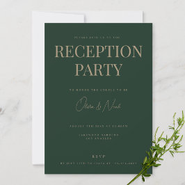 Moderne & Elegante Groene Receptie Uitnodiging Kaa