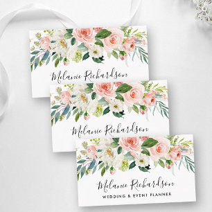 Moderne Elegante Groene Roze Blush Bloemen Visitekaartje