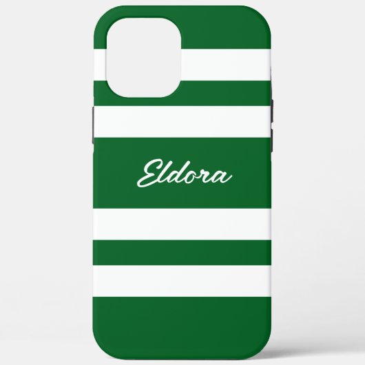 Moderne Elegante Groene Strepen Naam iPhone iPad H Case-Mate iPhone Case (Achterkant)