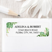 Moderne, elegante groene tropische waterverf blade etiket (Insitu)