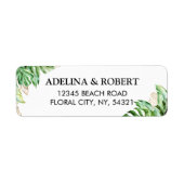 Moderne, elegante groene tropische waterverf blade etiket (Voorkant)