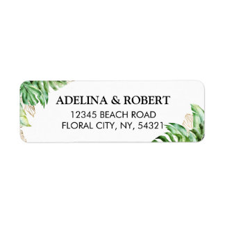 Moderne, elegante groene tropische waterverf blade etiket