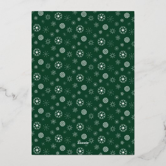 Moderne Elegante Groene Vrolijke Kerstmis Sneeuwvl Folie Feestdagenkaart (Achterkant)