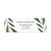 Moderne Elegante Groene Waterverf Blad Bruiloft Etiket (Voorkant)