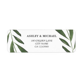 Moderne Elegante Groene Waterverfblad Bruiloft Etiket