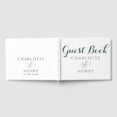 Moderne Elegante Groene & Witte Huwelijk Gastenboek (Volledig)