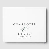 Moderne Elegante Groene & Witte Huwelijk Gastenboek (Achterkant)