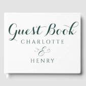 Moderne Elegante Groene & Witte Huwelijk Gastenboek (Voorkant)