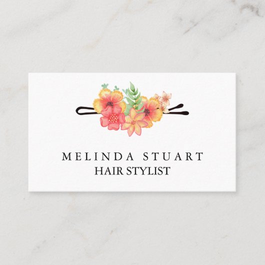 Moderne Elegante Haar Stylist Professionele Logo Visitekaartje (Voorkant)