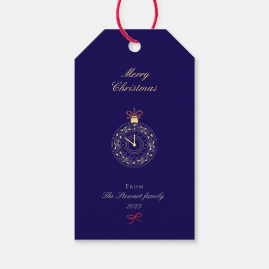 Moderne elegante hand getekend vrolijke kerst cadeaulabel (Voorkant)