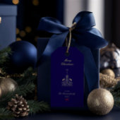 Moderne elegante hand getekend vrolijke kerst cadeaulabel