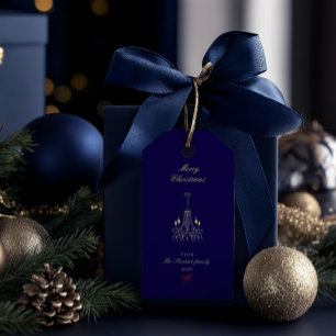 Moderne elegante hand getekend vrolijke kerst cadeaulabel