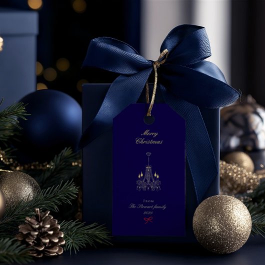 Moderne elegante hand getekend vrolijke kerst cadeaulabel