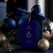 Moderne elegante hand getekend vrolijke kerst cadeaulabel