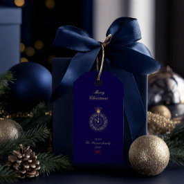 Moderne elegante hand getekend vrolijke kerst cadeaulabel