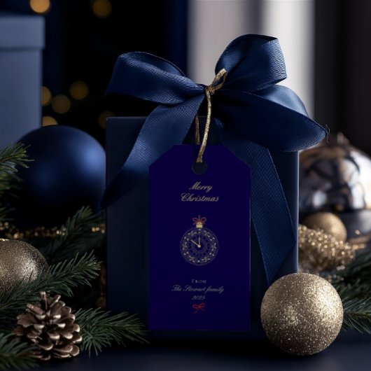 Moderne elegante hand getekend vrolijke kerst cadeaulabel