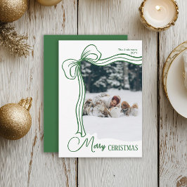 Moderne Elegante Hand Getrokken Bow Foto Kerstmis Feestdagenkaart