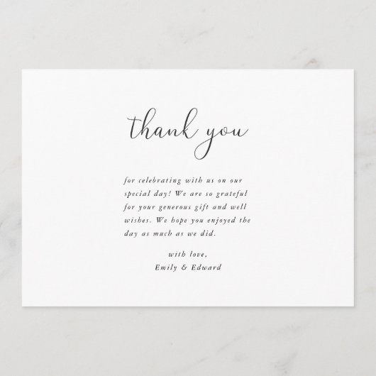 Moderne Elegante Handbelettering Fotobruiloft Bedankkaart (Achterkant)