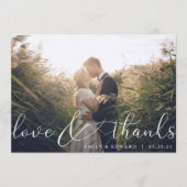 Moderne Elegante Handbelettering Fotobruiloft Bedankkaart (Voorkant)