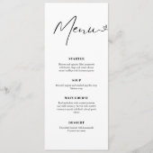 Moderne Elegante Handgeschreven Huwelijksdiner Menu (Voorkant)