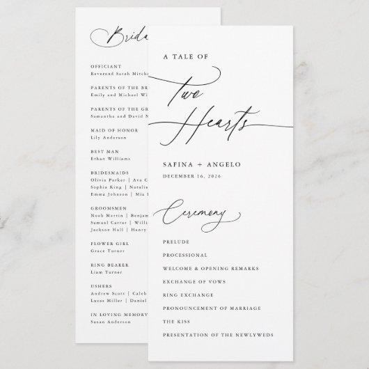 Moderne Elegante Handgeschreven Kalligrafie Bruilo Programmakaart (Voorkant / Achterkant)