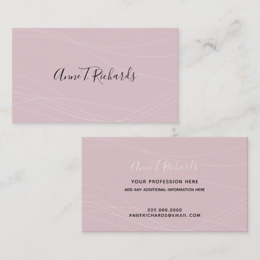 Moderne elegante handgeschreven naam bord-roze visitekaartje (Voorkant / Achterkant)