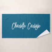 Moderne Elegante Handgeschreven Script Badhanddoek (Badhanddoek)
