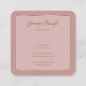 Moderne elegante handgeschreven script luxe afgero vierkante visitekaartje (Achterkant)