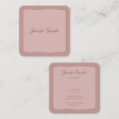 Moderne elegante handgeschreven script luxe afgero vierkante visitekaartje (Voorkant / Achterkant)