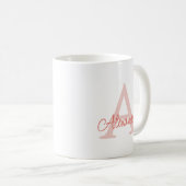 Moderne Elegante Handgeschreven Script Monogram &  Koffiemok (Voorkant rechts)