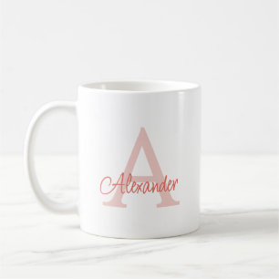 Moderne Elegante Handgeschreven Script Monogram &  Koffiemok