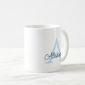 Moderne Elegante Handgeschreven Script Monogram &  Koffiemok (Voorkant rechts)