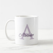 Moderne Elegante Handgeschreven Script Monogram & Koffiemok (Links)