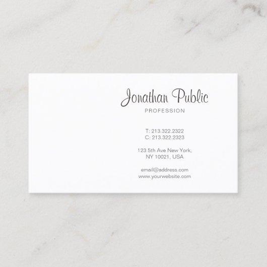 Moderne Elegante Handgeschreven Script Professione Visitekaartje (Voorkant)