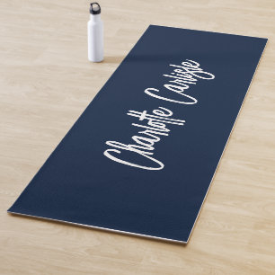 Moderne Elegante Handgeschreven Scriptie Navyblauw Yogamat