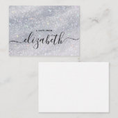 Moderne elegante handschrift scriptnaam Glitter Notitiekaartje (Voorkant / Achterkant)