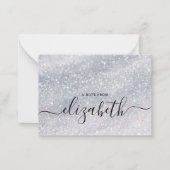 Moderne elegante handschrift scriptnaam Glitter Notitiekaartje (Voorkant)