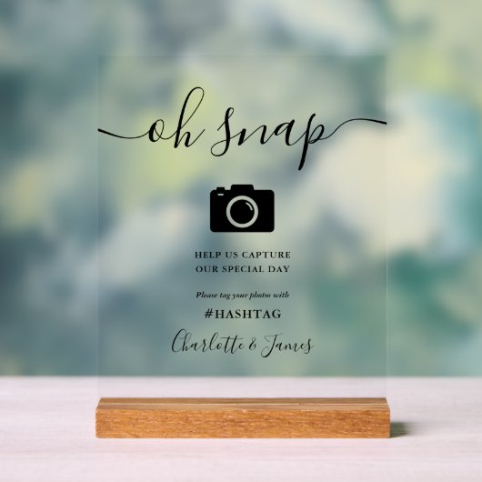 Moderne Elegante Handtekening Script Oh Snap Acryl Bord (Neutraal)