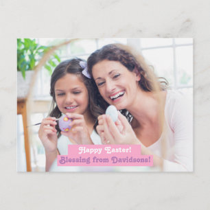 Moderne Elegante Happy Easter Familiefoto Briefkaart