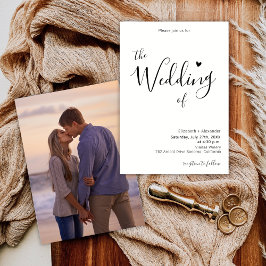 Moderne Elegante Hart Calligrafie Foto Bruiloft Kaart