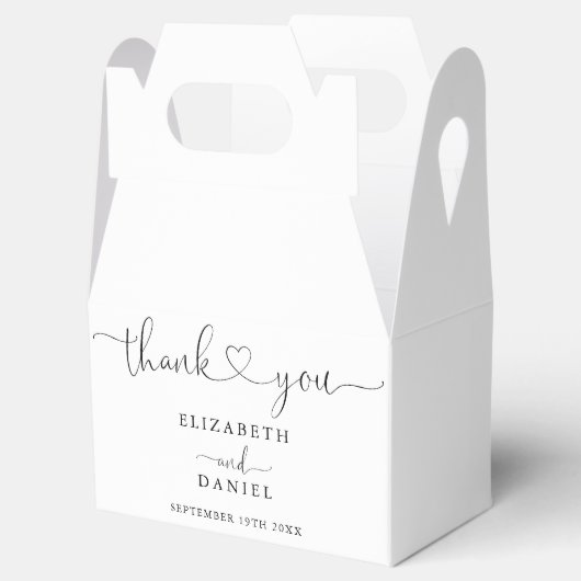 Moderne Elegante Hart Scriptie Bruiloft Bedankdoosjes (Geopend)