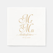 Moderne elegante heer en mevrouw Gold Script bruil Servet (Voorkant)
