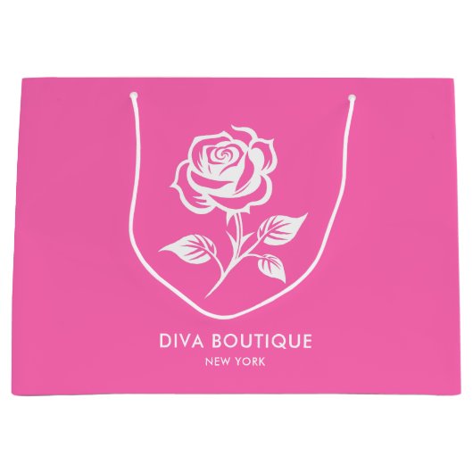 Moderne Elegante Heet Roze En Roze Aangepaste Naam Groot Cadeauzakje (Voorkant)