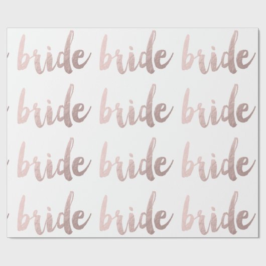 moderne elegante heldere namaak rozen goud "bruid" cadeaupapier (Vlak)