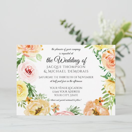 Moderne elegante Herfst Leaf Waterverf Floral Wrea Kaart (Staand voorkant)