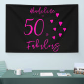 Moderne Elegante Hete Roze Harten Zwart 50ste Verj Spandoek (Beurs)